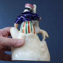 Load image into Gallery viewer, ANTIQUE Victorian 1860s Staffordshire Spill Vase Featuring a Little Boy with a Little Poodle on his Lap
