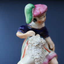 Load image into Gallery viewer, ANTIQUE Victorian 1860s Staffordshire Spill Vase Featuring a Little Boy with a Little Poodle on his Lap
