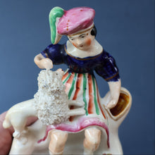 Load image into Gallery viewer, ANTIQUE Victorian 1860s Staffordshire Spill Vase Featuring a Little Boy with a Little Poodle on his Lap
