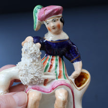 Load image into Gallery viewer, ANTIQUE Victorian 1860s Staffordshire Spill Vase Featuring a Little Boy with a Little Poodle on his Lap
