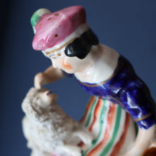 Load image into Gallery viewer, ANTIQUE Victorian 1860s Staffordshire Spill Vase Featuring a Little Boy with a Little Poodle on his Lap
