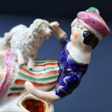 Load image into Gallery viewer, ANTIQUE Victorian 1860s Staffordshire Spill Vase Featuring a Little Boy with a Little Poodle on his Lap
