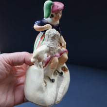 Load image into Gallery viewer, ANTIQUE Victorian 1860s Staffordshire Spill Vase Featuring a Little Boy with a Little Poodle on his Lap

