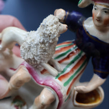 Load image into Gallery viewer, ANTIQUE Victorian 1860s Staffordshire Spill Vase Featuring a Little Boy with a Little Poodle on his Lap
