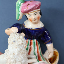 Load image into Gallery viewer, ANTIQUE Victorian 1860s Staffordshire Spill Vase Featuring a Little Boy with a Little Poodle on his Lap
