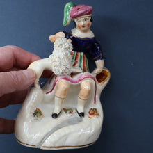 Load image into Gallery viewer, ANTIQUE Victorian 1860s Staffordshire Spill Vase Featuring a Little Boy with a Little Poodle on his Lap
