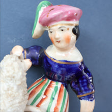 Load image into Gallery viewer, ANTIQUE Victorian 1860s Staffordshire Spill Vase Featuring a Little Boy with a Little Poodle on his Lap
