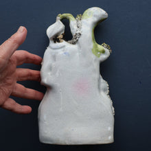 Load image into Gallery viewer, Rarer ANTIQUE Staffordshire Figurine / Spill Vase Featuring a Man and Woman with Dog Standing Beside a Tree
