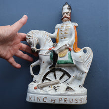 Load image into Gallery viewer, Rarer 1870s Historical Staffordshire Figurine: William I, King of Prussia on Horseback

