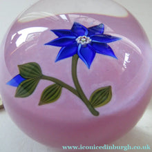 Load image into Gallery viewer, Scottish Paperweight Peter McDougall Blue Lampwork Flower 2014
