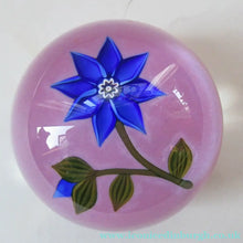 Load image into Gallery viewer, Scottish Paperweight Peter McDougall Blue Lampwork Flower 2014
