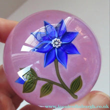 Load image into Gallery viewer, Scottish Paperweight Peter McDougall Blue Lampwork Flower 2014
