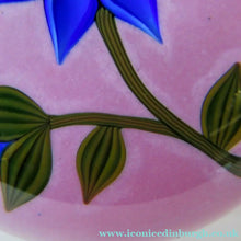 Load image into Gallery viewer, Scottish Paperweight Peter McDougall Blue Lampwork Flower 2014
