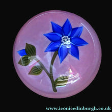 Load image into Gallery viewer, Scottish Paperweight Peter McDougall Blue Lampwork Flower 2014
