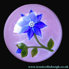 Load image into Gallery viewer, Scottish Paperweight Peter McDougall Blue Lampwork Flower 2014
