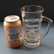 Load image into Gallery viewer, Large 1970s AMERICAN Heavy Clear Glass Tankard Featuring an Image of "Big Daddy", Joe Flanigan. Three Available
