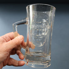 Load image into Gallery viewer, Large 1970s AMERICAN Heavy Clear Glass Tankard Featuring an Image of "Big Daddy", Joe Flanigan. Three Available
