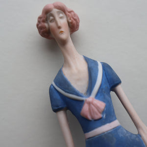 Very Rare Antique Bisque Porcelain SKINNY or Elongated  Figurine by Schafer & Vater: BLACKPOOL MERMAID