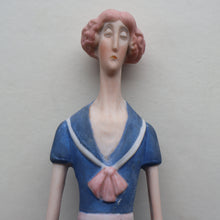 Load image into Gallery viewer, Very Rare Antique Bisque Porcelain SKINNY or Elongated  Figurine by Schafer &amp; Vater: BLACKPOOL MERMAID
