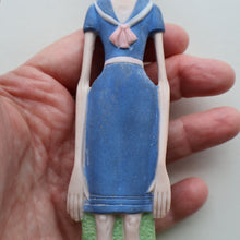 Load image into Gallery viewer, Very Rare Antique Bisque Porcelain SKINNY or Elongated  Figurine by Schafer &amp; Vater: BLACKPOOL MERMAID
