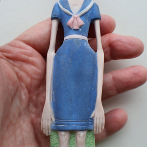 Very Rare Antique Bisque Porcelain SKINNY or Elongated  Figurine by Schafer & Vater: BLACKPOOL MERMAID