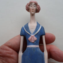 Load image into Gallery viewer, Very Rare Antique Bisque Porcelain SKINNY or Elongated  Figurine by Schafer &amp; Vater: BLACKPOOL MERMAID
