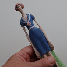 Load image into Gallery viewer, Very Rare Antique Bisque Porcelain SKINNY or Elongated  Figurine by Schafer &amp; Vater: BLACKPOOL MERMAID
