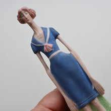 Load image into Gallery viewer, Very Rare Antique Bisque Porcelain SKINNY or Elongated  Figurine by Schafer &amp; Vater: BLACKPOOL MERMAID
