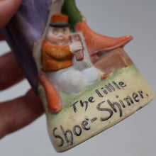 Load image into Gallery viewer, Very Rare Antique Bisque Porcelain SKINNY or Elongated  Figurine by Schafer &amp; Vater: THE LITTLE SHOE SHINER
