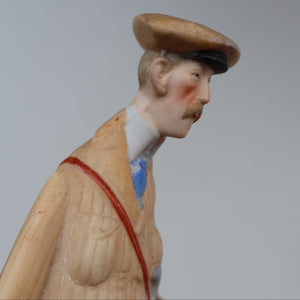 Very Rare Antique Bisque Porcelain SKINNY or Elongated  Figurine by Schafer & Vater: THE GOLFER