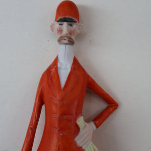 Very Rare Antique Bisque Porcelain SKINNY or Elongated  Figurine by Schafer & Vater: FOX HUNTER