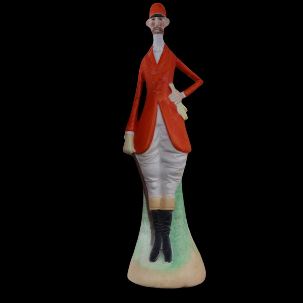 Very Rare Antique Bisque Porcelain SKINNY or Elongated  Figurine by Schafer & Vater: FOX HUNTER