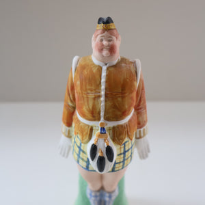 Very Rare Antique Bisque Porcelain SKINNY or Elongated  Figurine by Schafer & Vater: MR MCNAB (Scotsman In Mini Kilt)