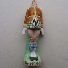 Load image into Gallery viewer, Very Rare Antique Bisque Porcelain SKINNY or Elongated  Figurine by Schafer &amp; Vater: MR MCNAB (Scotsman In Mini Kilt)
