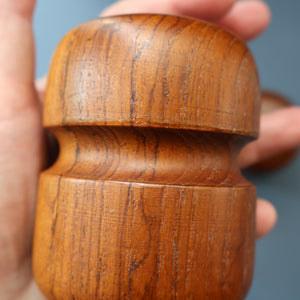 1960s Stylish Vintage Carved Wooden / Teak Salt and Pepper Pots
