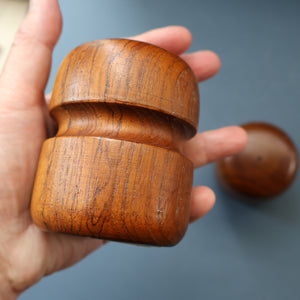 1960s Stylish Vintage Carved Wooden / Teak Salt and Pepper Pots