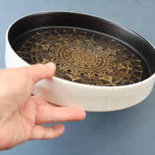Load image into Gallery viewer, ROSENTHAL. Large 1960s Shallow Console Bowl with Matt Black Interior with Printed Gold Decoration by Hans Theo Baumann. 10 inch Diameter
