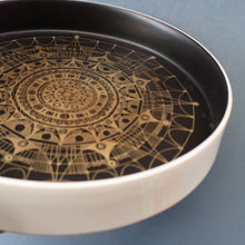 Load image into Gallery viewer, ROSENTHAL. Large 1960s Shallow Console Bowl with Matt Black Interior with Printed Gold Decoration by Hans Theo Baumann. 10 inch Diameter
