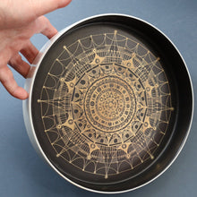 Load image into Gallery viewer, ROSENTHAL. Large 1960s Shallow Console Bowl with Matt Black Interior with Printed Gold Decoration by Hans Theo Baumann. 10 inch Diameter
