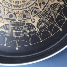 Load image into Gallery viewer, ROSENTHAL. Large 1960s Shallow Console Bowl with Matt Black Interior with Printed Gold Decoration by Hans Theo Baumann. 10 inch Diameter
