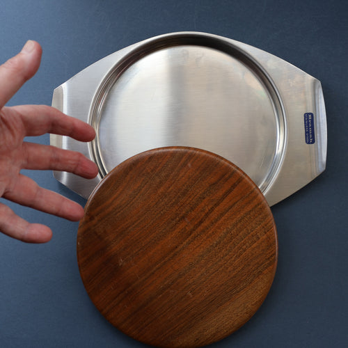Vintage 1960s Bramah Teak and Stainless Steel Chopping Board