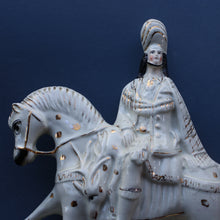 Load image into Gallery viewer, LARGE Antique Victorian STAFFORDSHIRE Figurine. Kilted Scotsman on Horseback. 14 1/2 inches height. Great Display Piece

