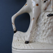 Load image into Gallery viewer, LARGE Antique Victorian STAFFORDSHIRE Figurine. Kilted Scotsman on Horseback. 14 1/2 inches height. Great Display Piece
