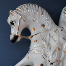 Load image into Gallery viewer, LARGE Antique Victorian STAFFORDSHIRE Figurine. Kilted Scotsman on Horseback. 14 1/2 inches height. Great Display Piece
