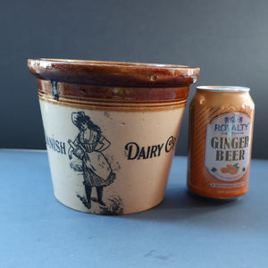 SCOTTISH POTTERY. Antique PORT DUNDAS (Glasgow) Stoneware Crock with Handle. DANISH DAIRY