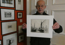 Load image into Gallery viewer, 1920s Original Pencil Signed Limited Edition Etching &quot;Thames Barges&quot; by Aileen Mary Elliott
