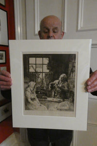 Rare Etching by Robert Bryden (1865 - 1939). Illustration to Burns "Death and Dr Hornbrook" (1895)