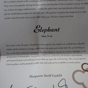 BOXED Collectable Miniature Steiff Club Membership Gift. Elephant (EAN 420603)