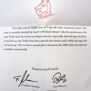 BOXED Collectable Miniature Steiff Club Membership Gift 2004. Pale Blue Bear with Certifcate