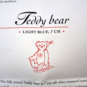 BOXED Collectable Miniature Steiff Club Membership Gift 2004. Pale Blue Bear with Certifcate